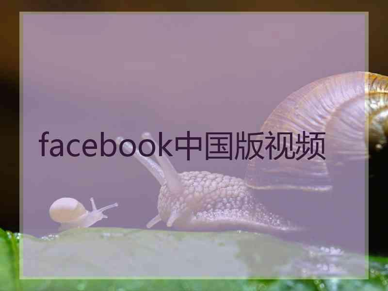 facebook中国版视频