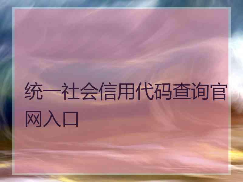 统一社会信用代码查询官网入口