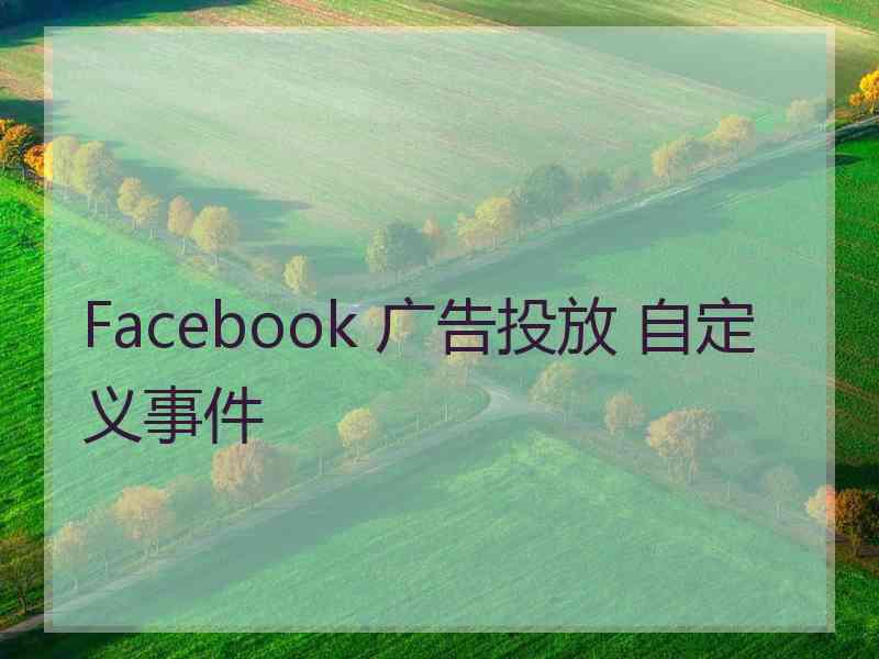 Facebook 广告投放 自定义事件