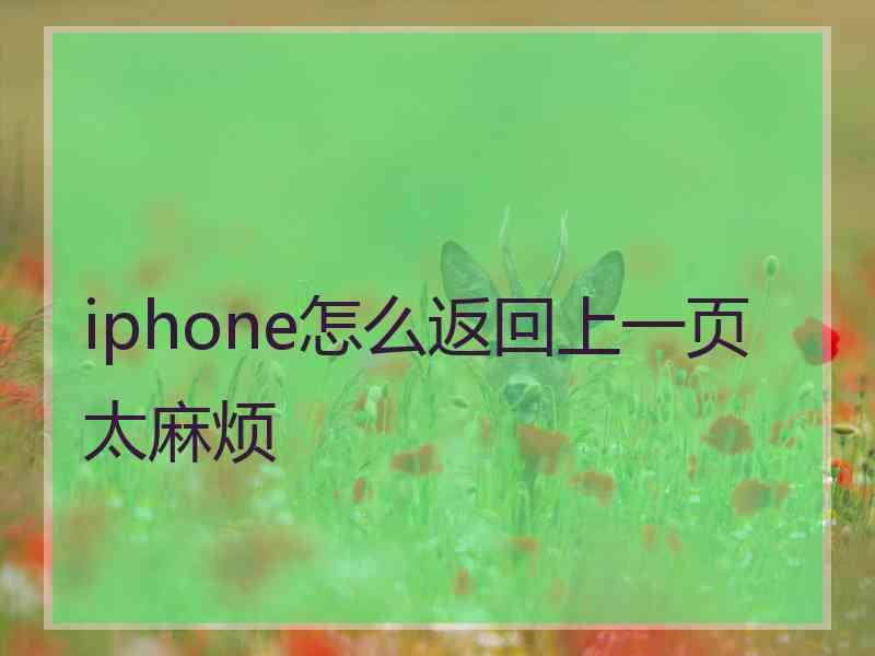 iphone怎么返回上一页太麻烦