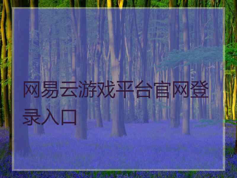 网易云游戏平台官网登录入口